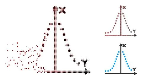 Disintegrating Pixel Halftone Gauss Plot Icon Ilustración de archivo