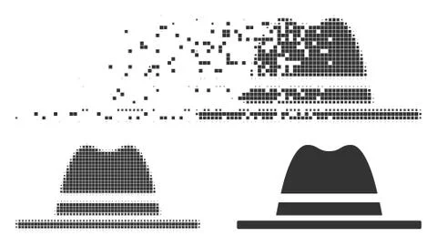 Disintegrating Pixel Halftone Hat Icon Stock Illustration