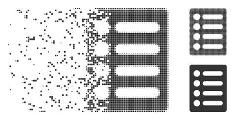 Disintegrating Pixel Halftone List Icon 스톡 일러스트