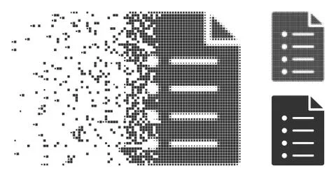 Disintegrating Pixel Halftone List Page Icon Ilustração Stock