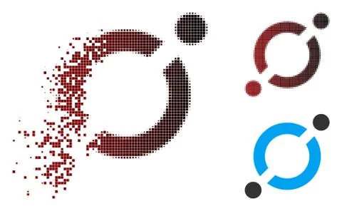 Disintegrating Pixel Halftone Node Link Icon Stock Illustration