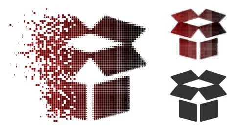 Disintegrating Pixel Halftone Open Box Icon Stock Illustration
