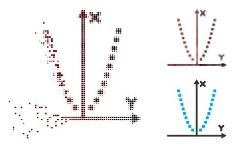 Disintegrating Pixel Halftone Parabole Plot Icon Ilustración de archivo