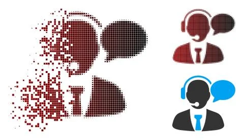 Disintegrating Pixel Halftone Support Manager Message Icon Stock Illustration