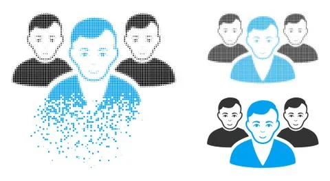 Disintegrating Pixel Halftone User Group Icon with Face Illustrazione stock