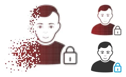 Disintegrating Pixel Halftone User Lock Icon Illustrazione stock