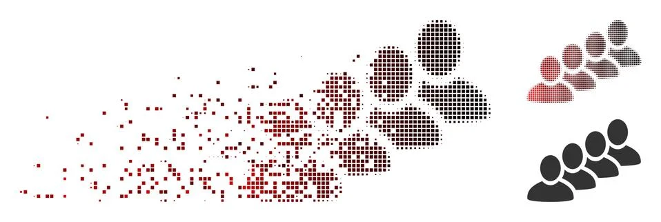 Disintegrating Pixel Halftone User Queue Icon Stock Illustration