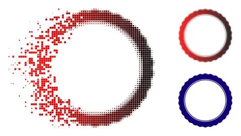 Disintegrating Pixelated Halftone Certificate Rosette Frame Icon 스톡 일러스트