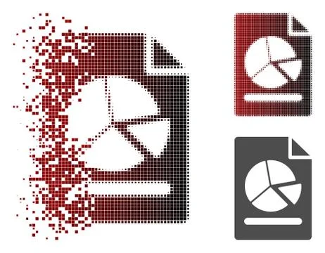 Disintegrating Pixelated Halftone Pie Chart Report Page Icon Stock Illustration