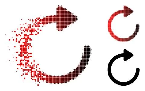 Disintegrating Pixelated Halftone Rotate Right Icon Stock Illustration