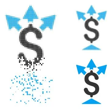 Disintegrating Pixelated Halftone Split Payment Icon Stock Illustration