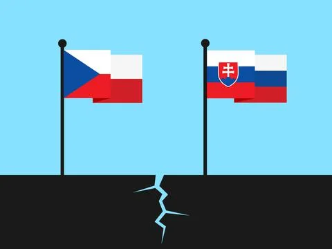 Disintegration and dissolution of Czechoslovakia into Czech Republic and Slov Illustrazione stock