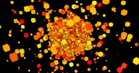 The disintegration of multi-colored cubic parts united by the shape. Backdrop イラスト素材