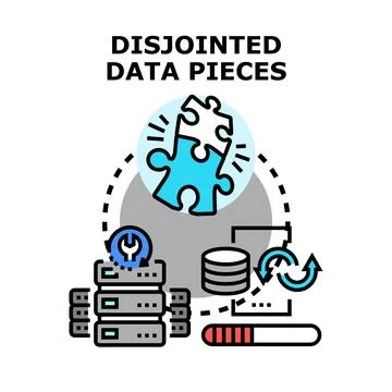 Disjointed data pieces connecting in digital system Stock Illustration