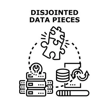 Disjointed data pieces connecting in digital system Illustrazione stock