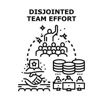Disjointed team effort creating project challenges Stock Illustration