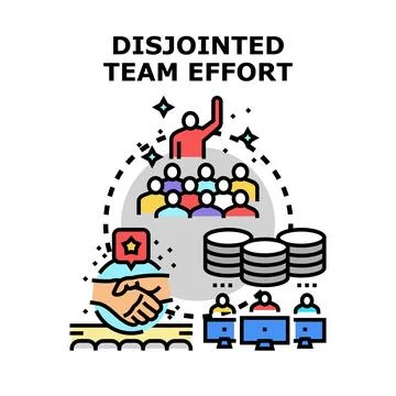 Disjointed team effort creating project challenges Stock Illustration