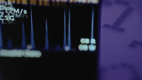 Disk activity and Transfer rate displayed on the performance monitoring Stock Footage 327914296