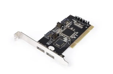 Disk array controller card for PC on a white background Stock Photos