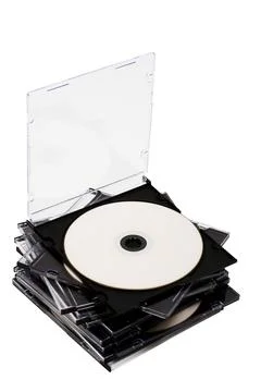 Disk cd in boxes Stockfoto's
