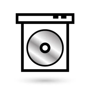 Disk drive with disk linear icon Stock Illustration