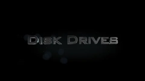 Disk Drives title metal text on black alpha channel background Stock Footage 296267224