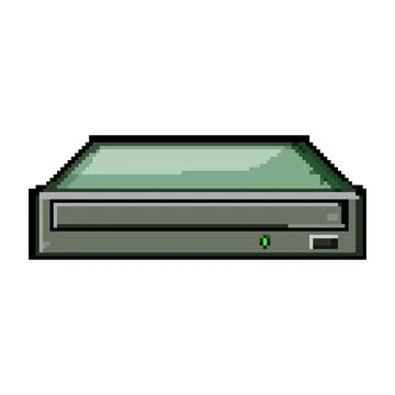 Disk dvd drive pixel art vector illustration Stock Illustration