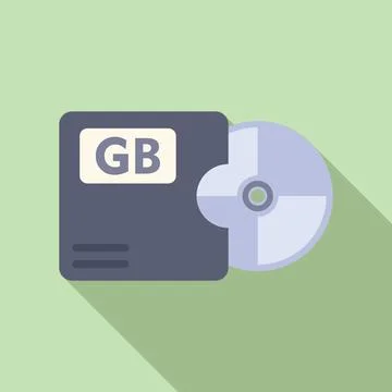 Disk gb focus solid icon flat vector. Cloud size byte Stock Illustration