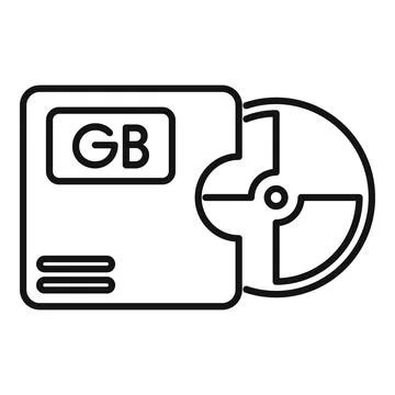 Disk gb focus solid icon outline vector. Cloud size byte 库存插图