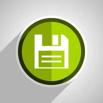Disk icon, green circle flat design internet button, web and mobile app illus Stock Illustration