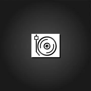 Disk Jockey turntable icon flat Stock Illustration