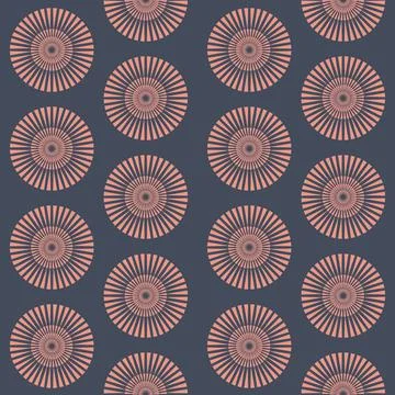 Disk mandala wheel seamless pattern on dark background, symmetrical color bac Illustrazione stock
