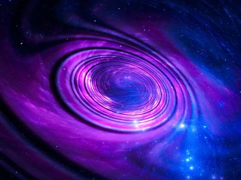 Disk with metallic sheen and concentric circles - abstract 3d illustration Stock Illustration