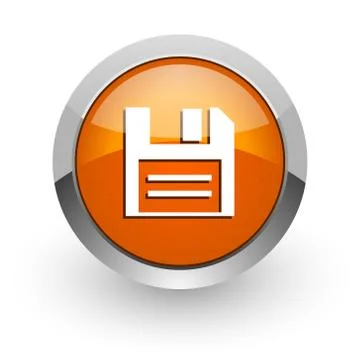 Disk orange glossy web icon Illustrazione stock