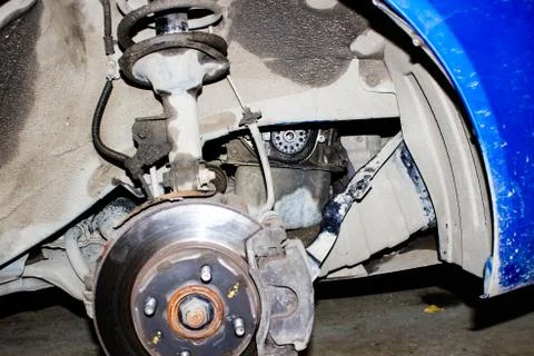 A disk with a pad without a car wheel. Stock-Fotos