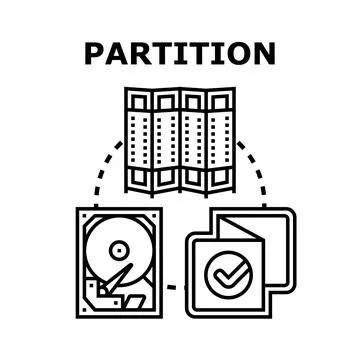 Disk partition data dividing concept process Stock-Illustration