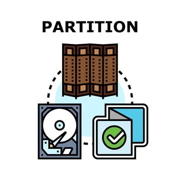 Disk partition data dividing concept process Stock Illustration