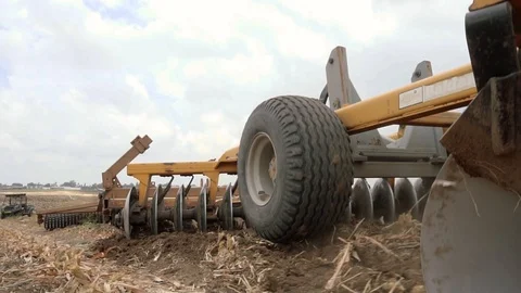 Disk plow field grove, Dolly Clos Up Shot Stock Footage 93538142