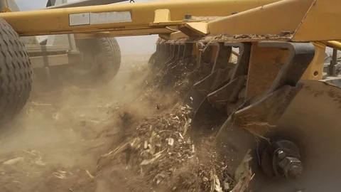 Disk plow takes out lumps of land, Super close up, in southern Israel, Stock Footage 93537897