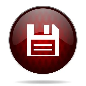 Disk red glossy web icon on white background. Illustrazione stock
