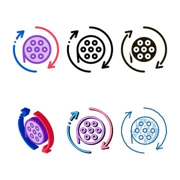 Disk scroll icon simplified vector outline Stock Illustration