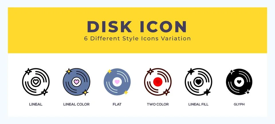 Disk vector icon. with different styles vector illustration. Stock Illustration