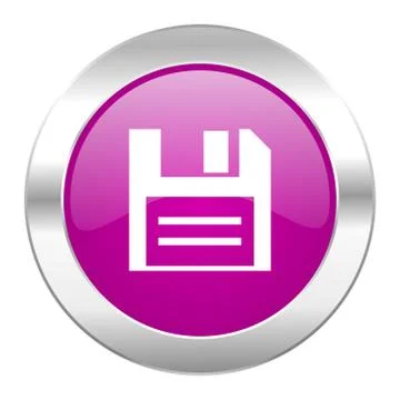 Disk violet circle chrome web icon isolated. Stock Illustration
