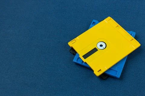 Diskette for disk system vintage technology image top view. Illustrazione stock