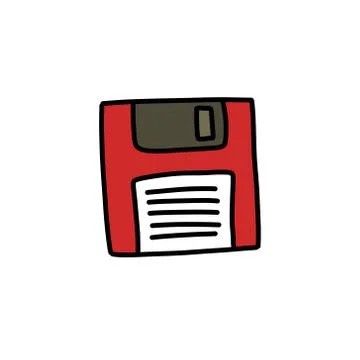 Diskette doodle icon, vector color line illustration Stock Illustration