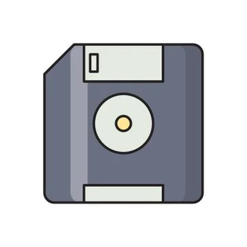 Diskette flat color icon Stock Illustration