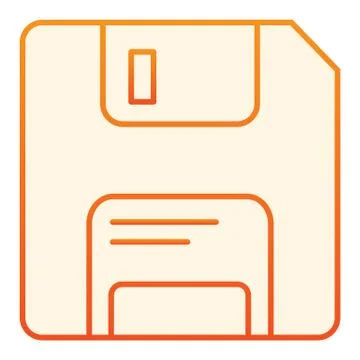Diskette flat icon. Data orange icons in trendy flat style. Memory gradient Stock Illustration