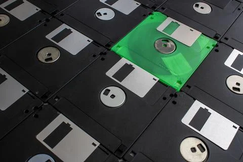Diskette or floppy disk, floppy disk drive, magnetic storage unit Stock Photos