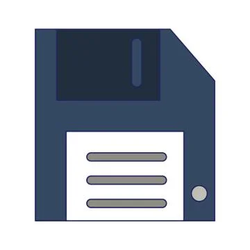 Diskette save symbol isolated blue lines Stock Illustration