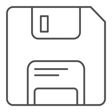 Diskette thin line icon. Memory vector illustration isolated on white. Data Stock Illustration